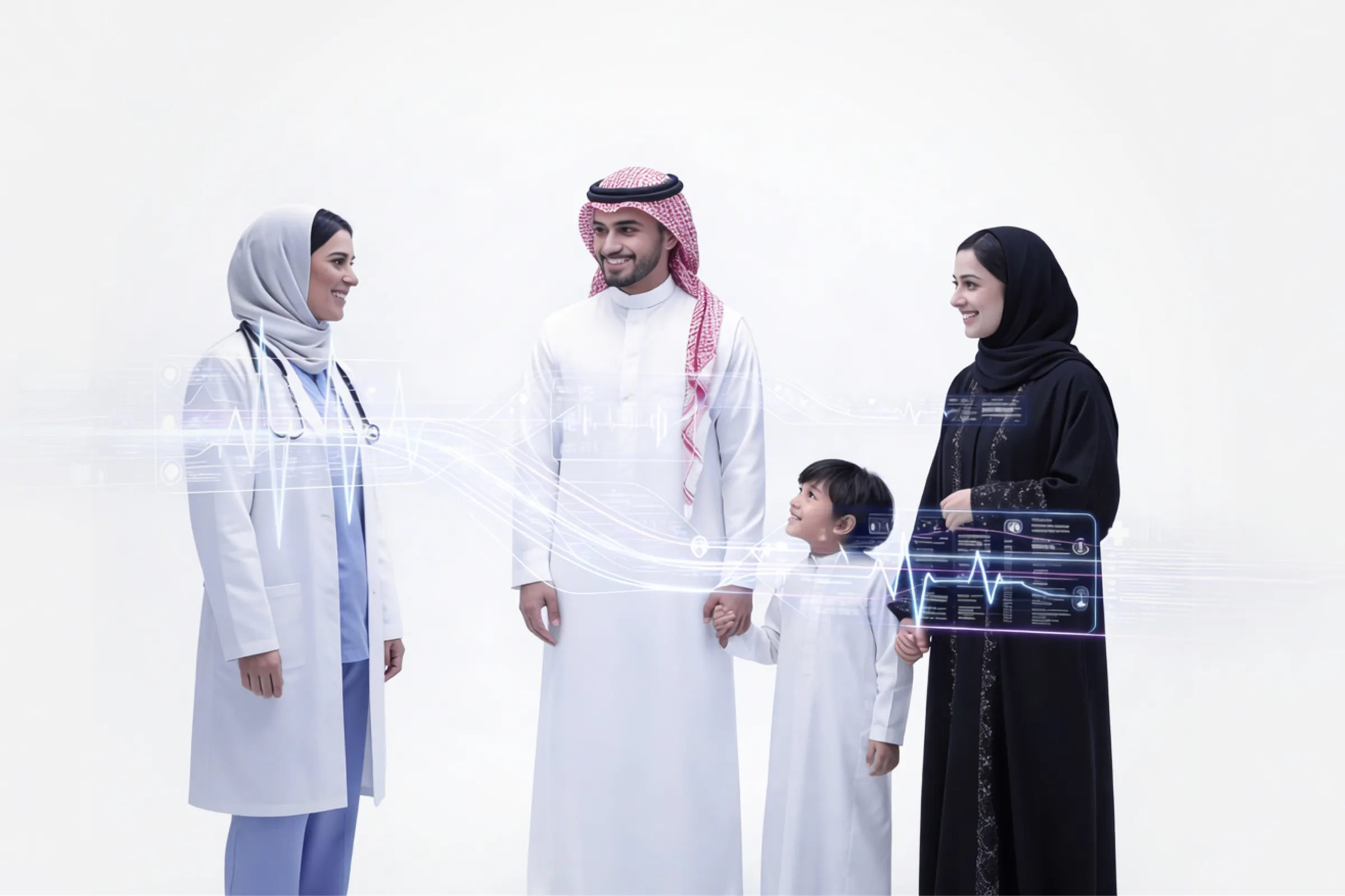 Healthcare professional using digital health technology to visualize and analyze healthcare data, representing innovation in health and life sciences.